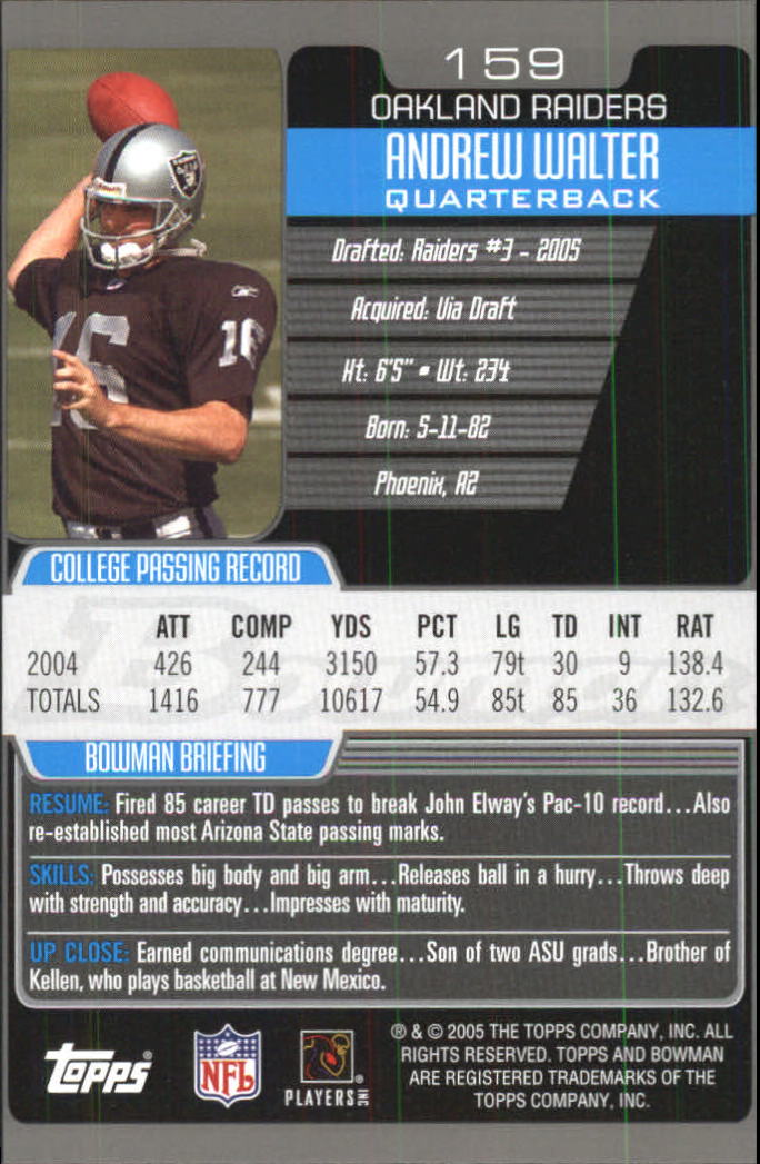 2005 Bowman First Edition #159 Andrew Walter back image