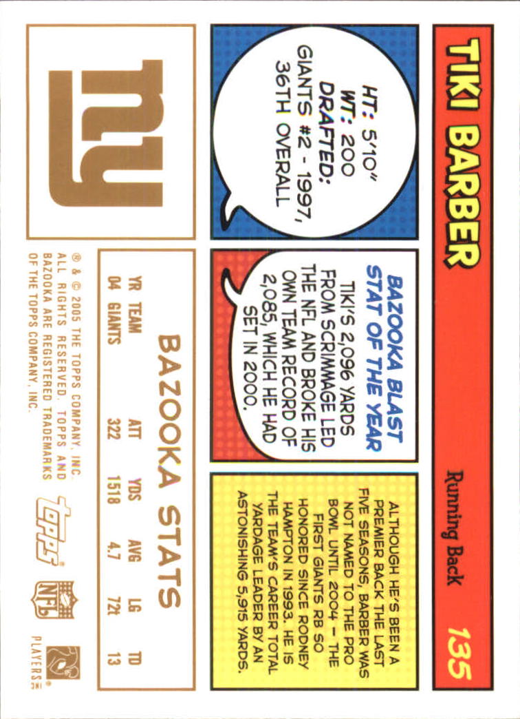 2005 Bazooka Gold #135 Tiki Barber back image