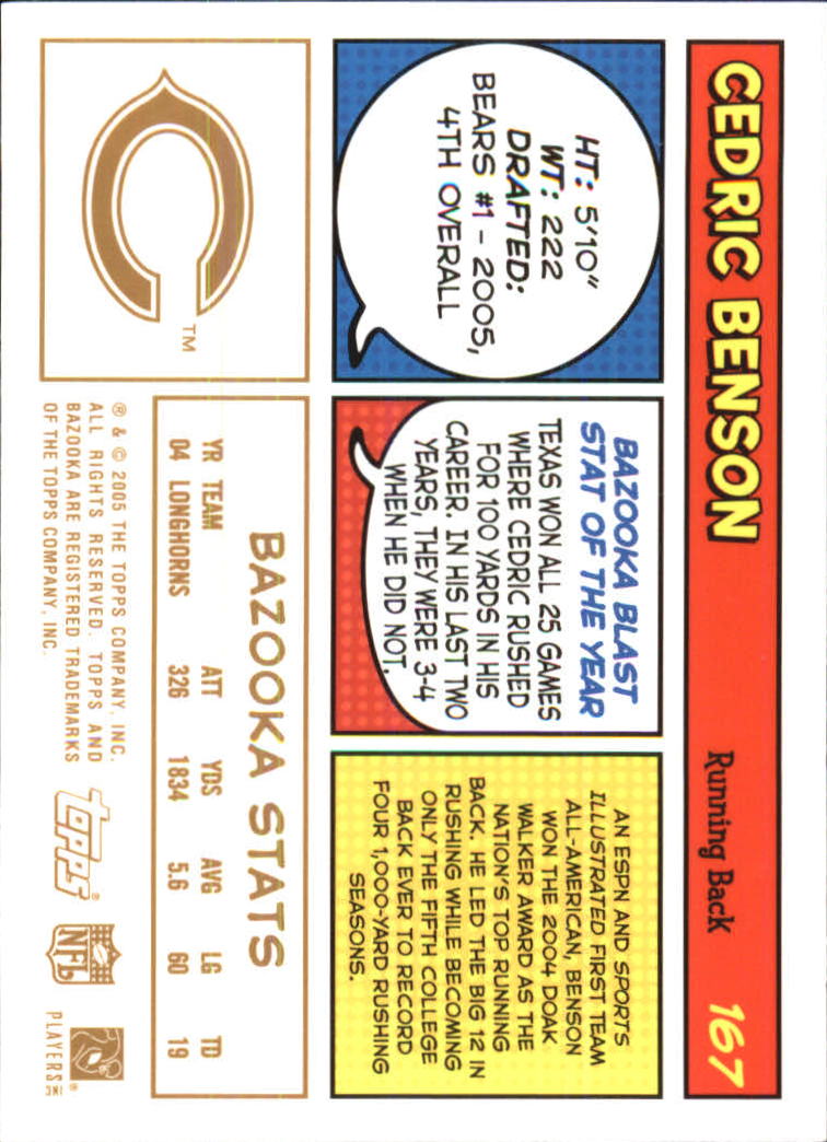 2005 Bazooka Gold #167 Cedric Benson back image