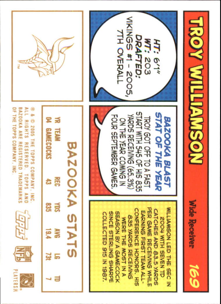 2005 Bazooka Gold #169 Troy Williamson back image
