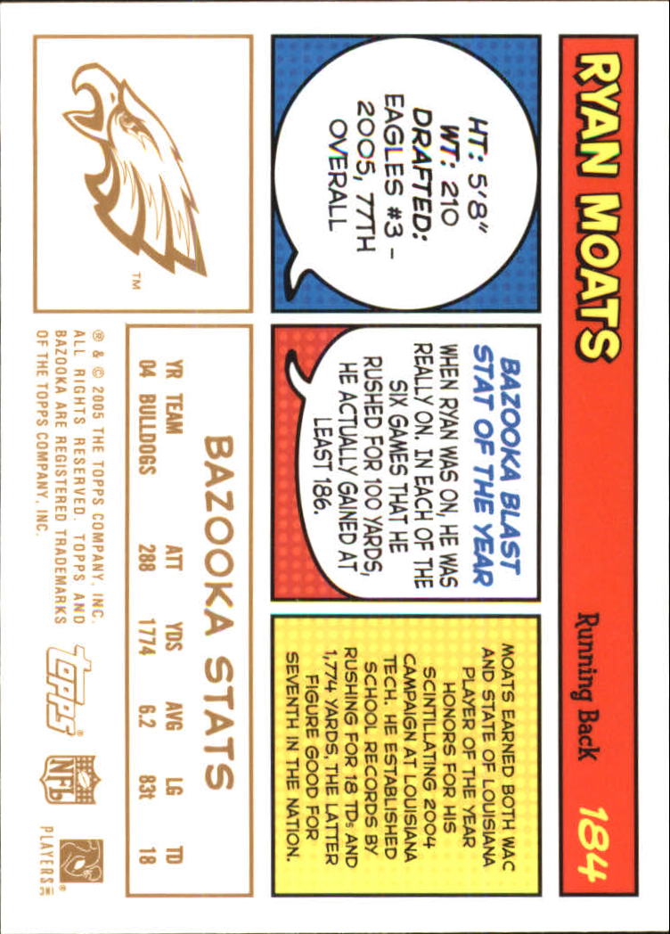 2005 Bazooka Gold #184 Ryan Moats back image