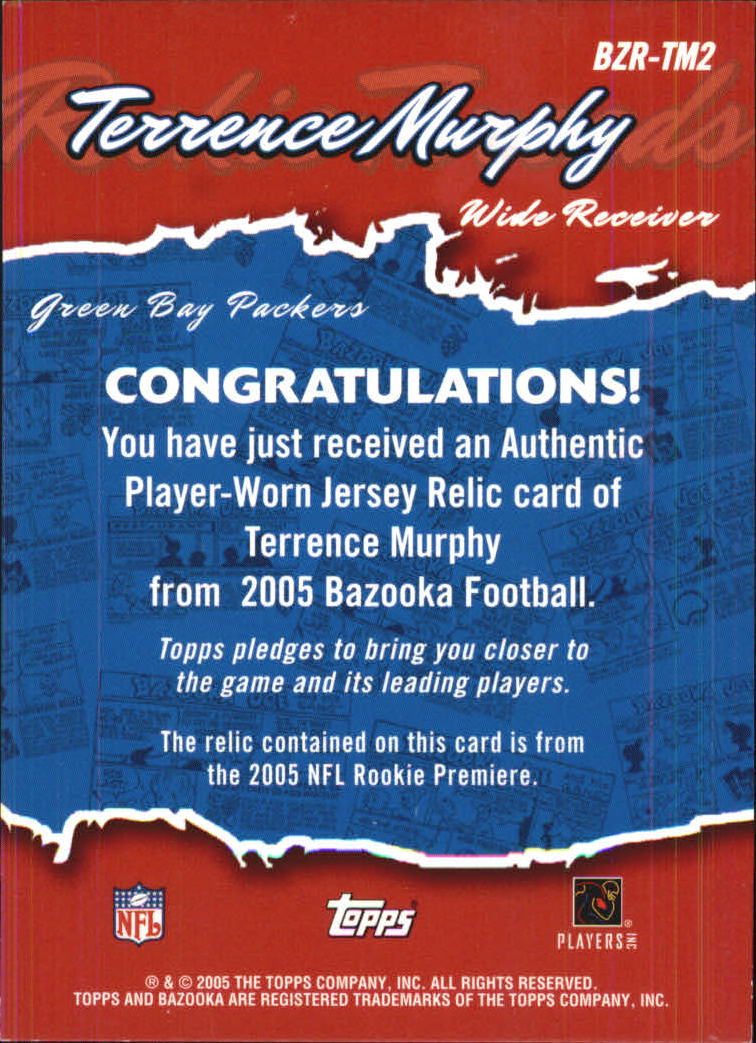 2005 Bazooka Rookie Threads #BZRTM2 Terrence Murphy Wht back image