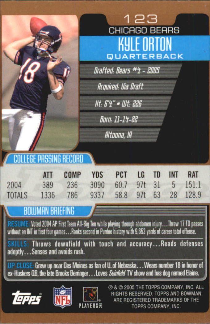 2005 Bowman Football Bronze Parallel Singles - Sie wählen - Bild 98 von 109
