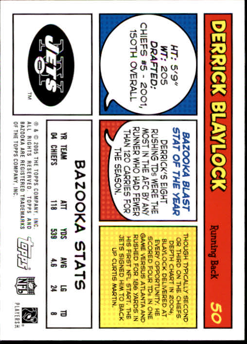 2005 Bazooka #50 Derrick Blaylock back image