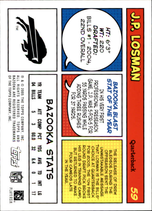 2005 Bazooka #59 J.P. Losman back image