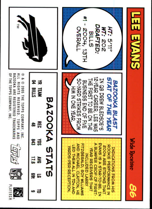 2005 Bazooka #86 Lee Evans back image