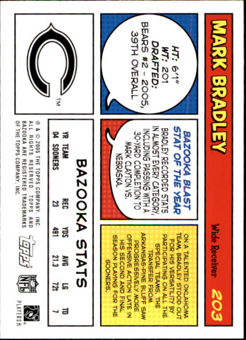 2005 Bazooka #203 Mark Bradley RC back image