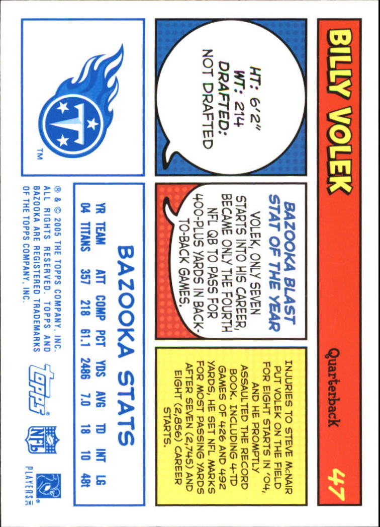 2005 Bazooka Blue #47 Billy Volek back image