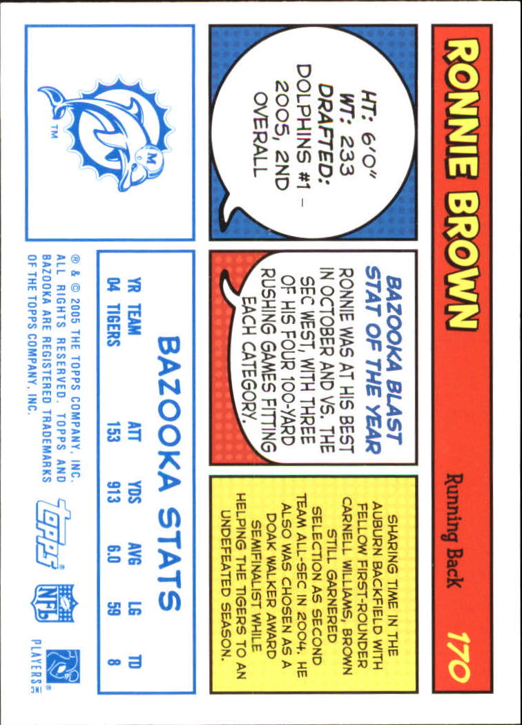 2005 Bazooka Blue #170 Ronnie Brown back image