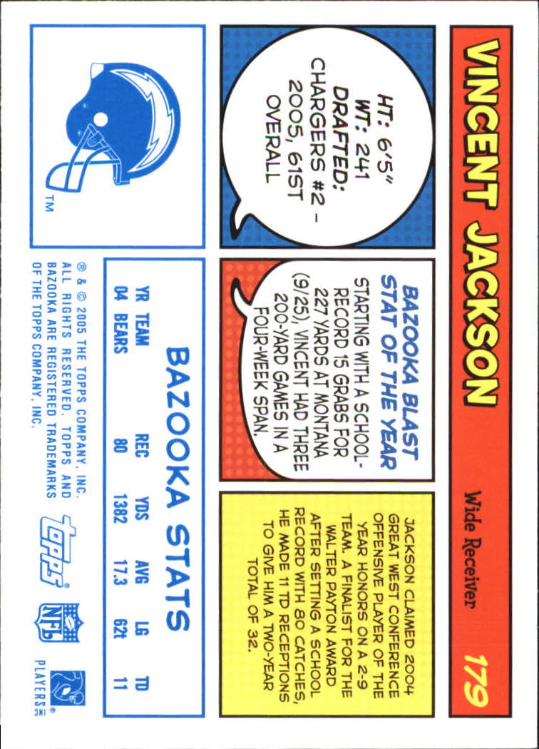 2005 Bazooka Blue #179 Vincent Jackson back image