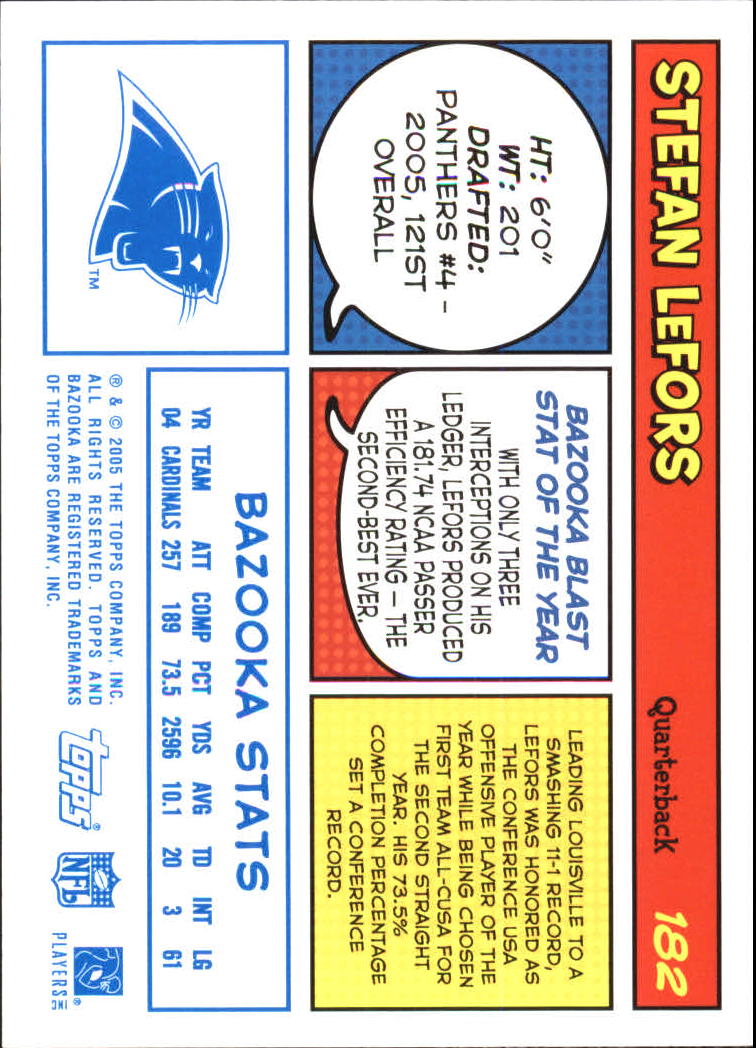 2005 Bazooka Blue #182 Stefan LeFors back image