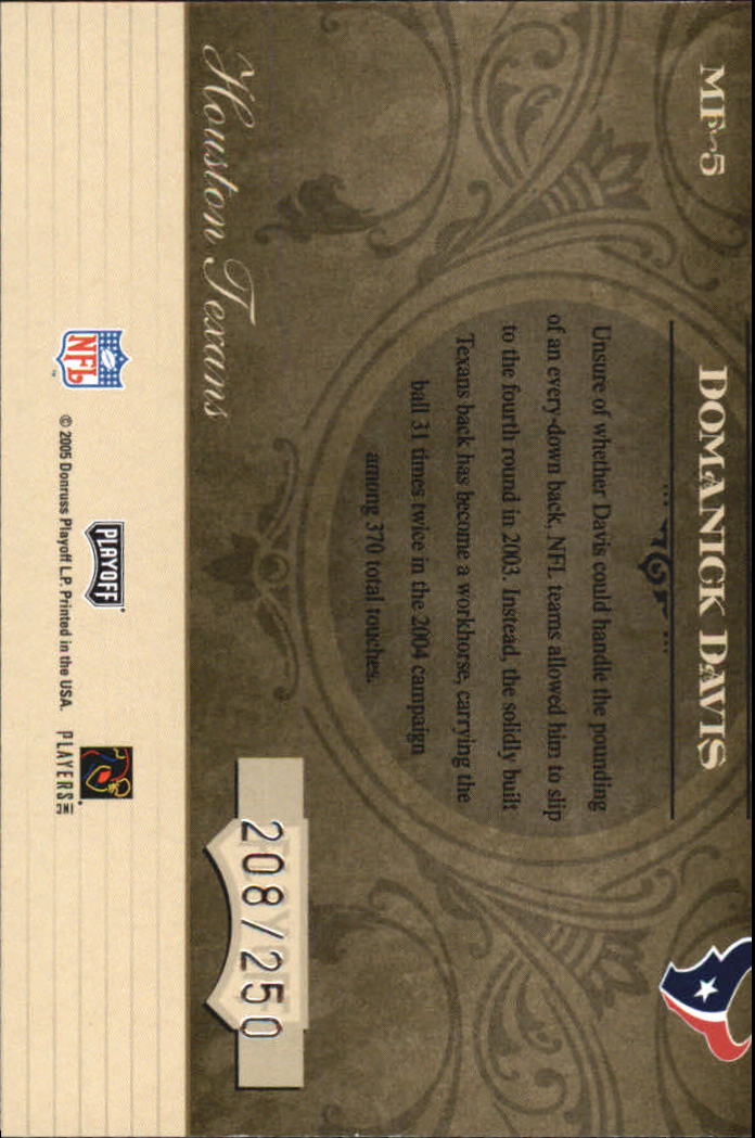 2005 Absolute Memorabilia Marks of Fame Silver #5 Domanick Davis back image