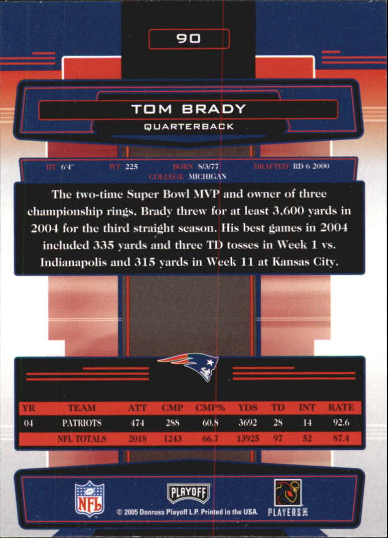 2005 Absolute Memorabilia #90 Tom Brady back image