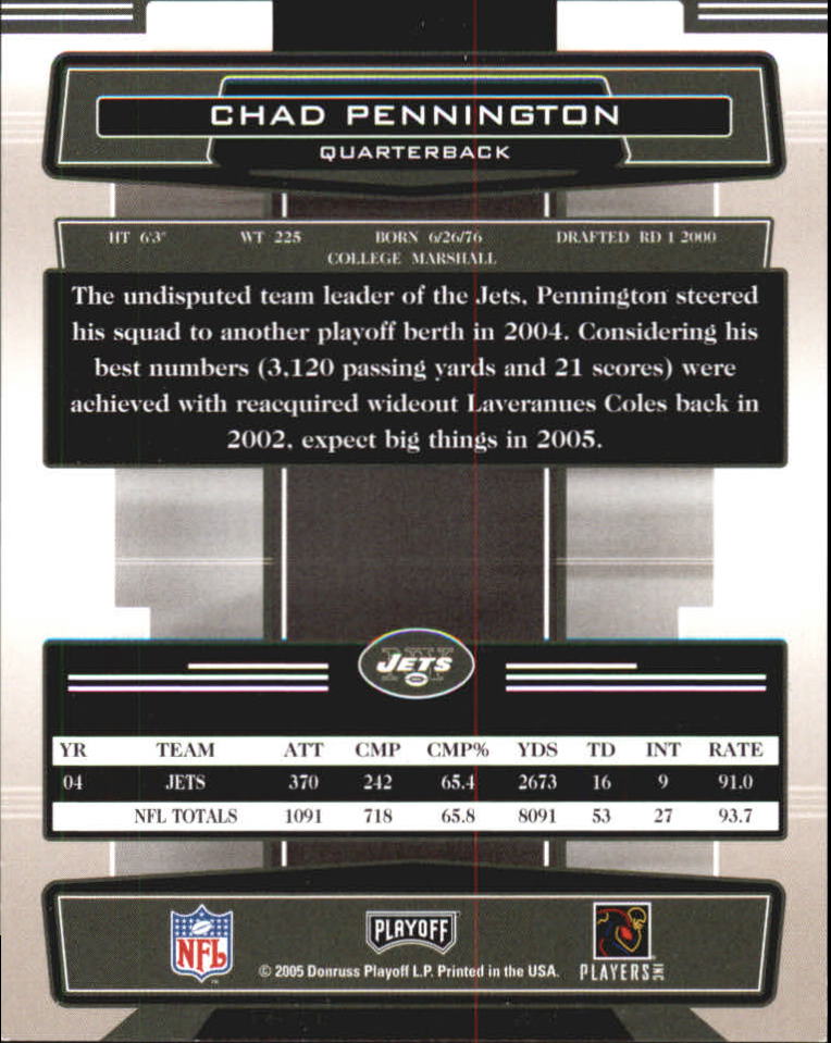 2005 Absolute Memorabilia #102 Chad Pennington back image