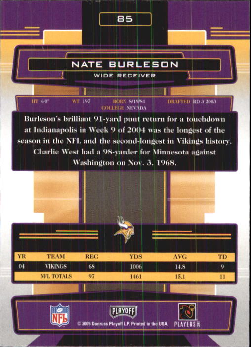 2005 Absolute Memorabilia Retail #85 Nate Burleson back image