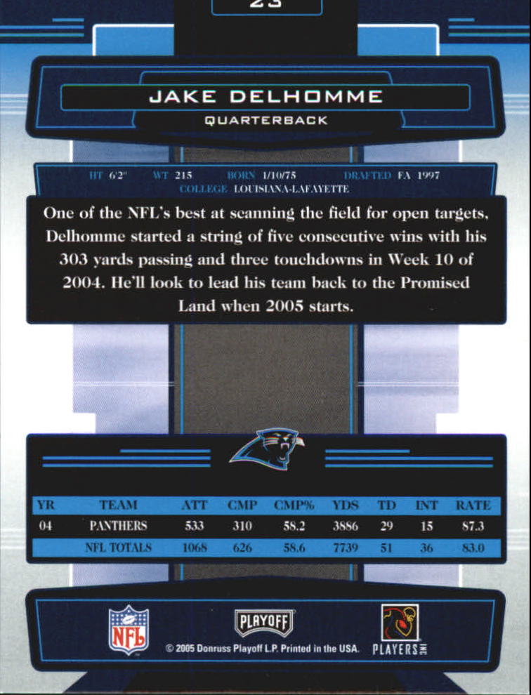 2005 Absolute Memorabilia Spectrum Black Retail #23 Jake Delhomme back image