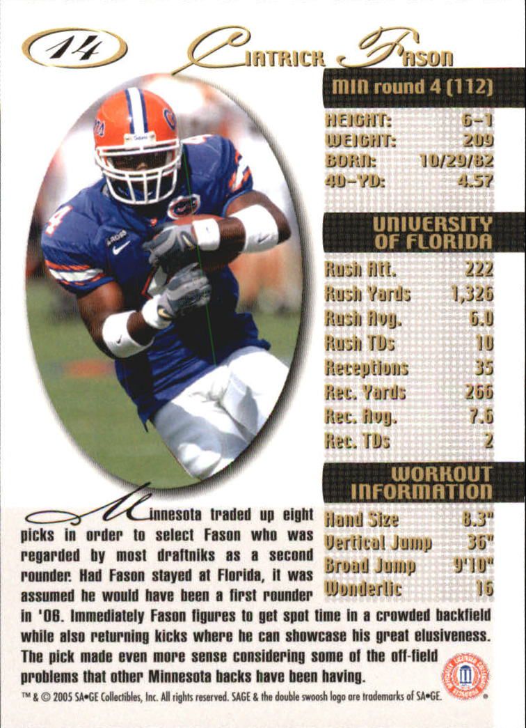 2005 Sage Football "Main Set" Base Cards - Picture 29 of 109