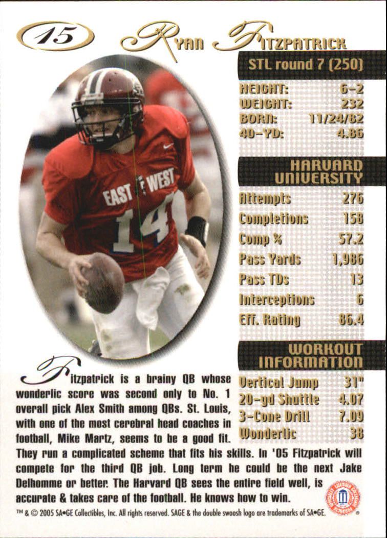 2005 Sage Football "Main Set" Base Cards - Picture 31 of 109