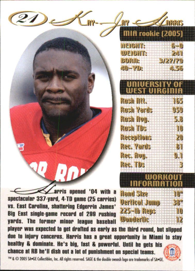 2005 Sage Football "Main Set" Base Cards - Picture 43 of 109