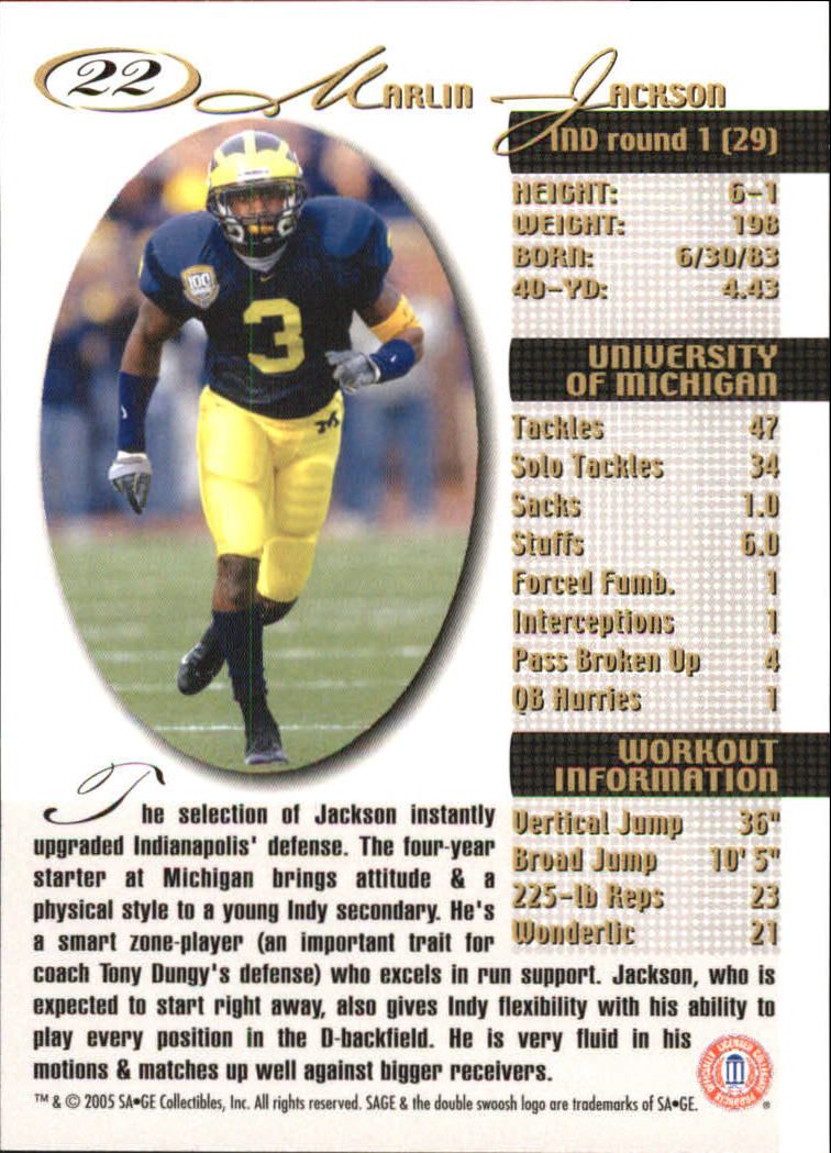 2005 Sage Football "Main Set" Base Cards - Picture 45 of 109