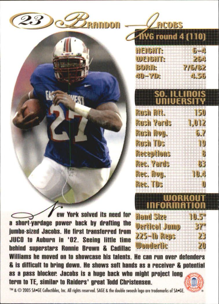 2005 Sage Football "Main Set" Base Cards - Picture 47 of 109