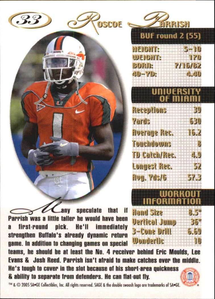 2005 Sage Football "Main Set" Base Cards - Picture 67 of 109