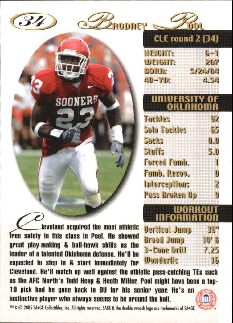 2005 Sage Football "Main Set" Base Cards - Picture 69 of 109