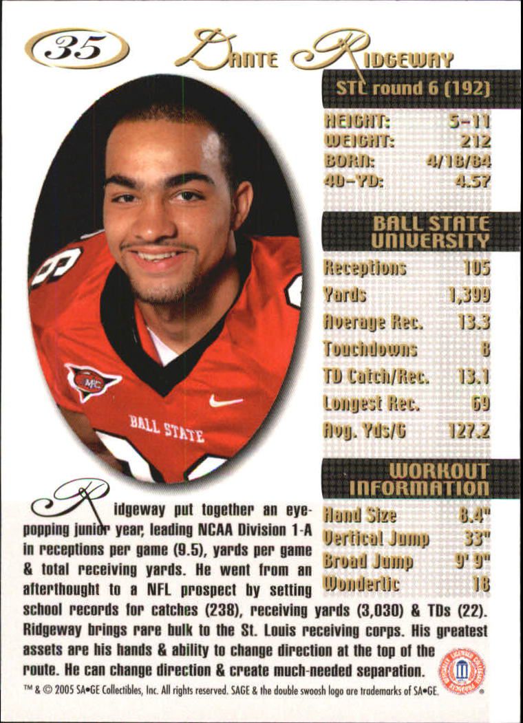 2005 Sage Football "Main Set" Base Cards - Picture 71 of 109