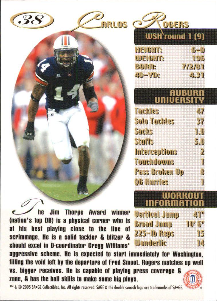 2005 Sage Football "Main Set" Base Cards - Picture 77 of 109