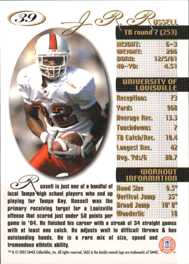 2005 Sage Football "Main Set" Base Cards - Picture 79 of 109