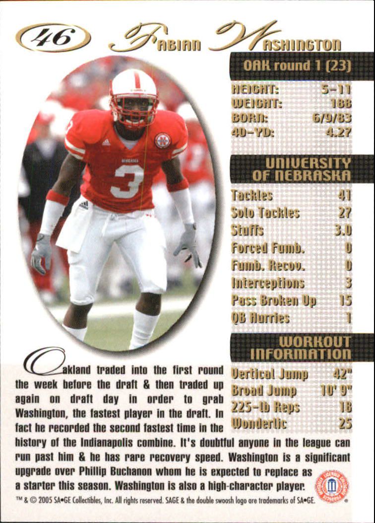 2005 Sage Football "Main Set" Base Cards - Picture 93 of 109