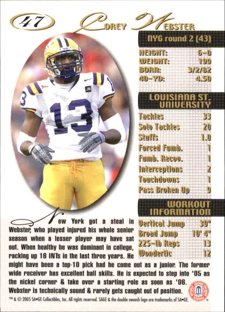 2005 Sage Football "Main Set" Base Cards - Picture 95 of 109