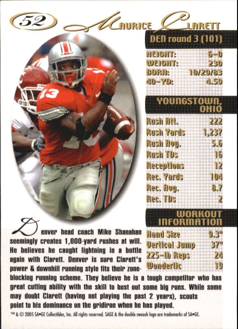 2005 Sage Football "Main Set" Base Cards - Picture 105 of 109