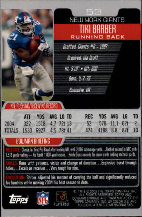A0887- 2005 Bowman Chrome FB Cards 1-200 +Rookies -You Pick- 15+ FREE US SHIP - Picture 97 of 375