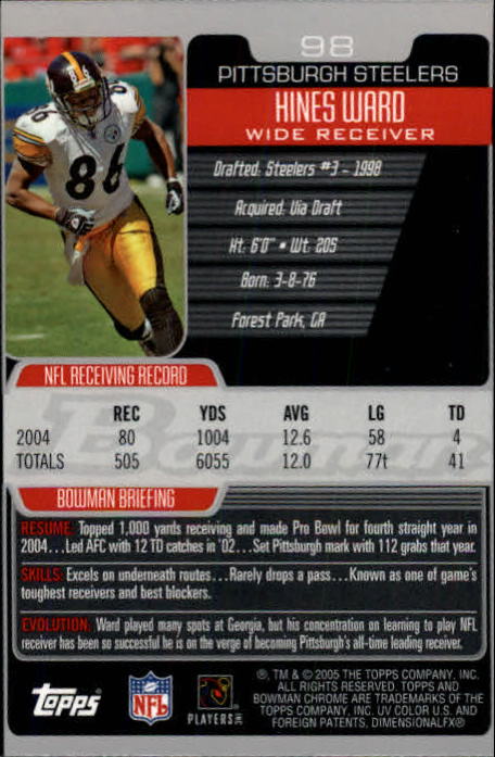A0887- 2005 Bowman Chrome FB Cards 1-200 +Rookies -You Pick- 15+ FREE US SHIP - Picture 179 of 375
