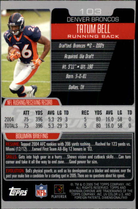 A0887- 2005 Bowman Chrome FB Cards 1-200 +Rookies -You Pick- 15+ FREE US SHIP - Picture 189 of 375