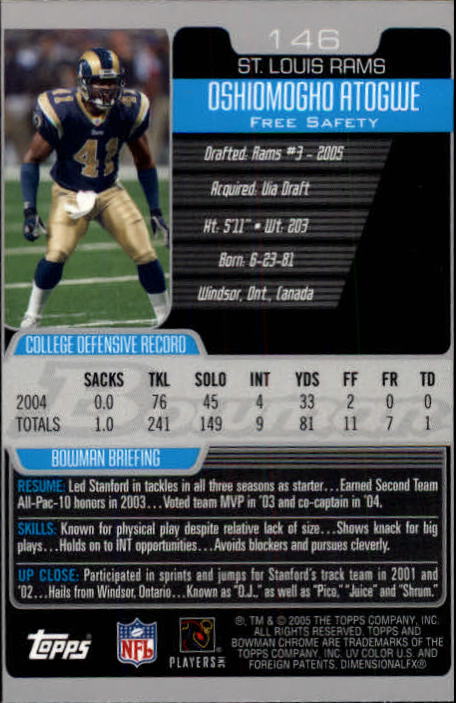 A0887- 2005 Bowman Chrome FB Cards 1-200 +Rookies -You Pick- 15+ FREE US SHIP - Picture 273 of 375