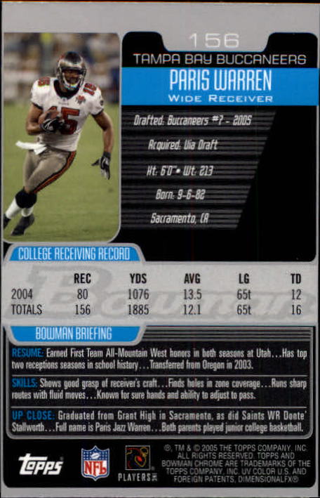 A0887- 2005 Bowman Chrome FB Cards 1-200 +Rookies -You Pick- 15+ FREE US SHIP - Picture 289 of 375
