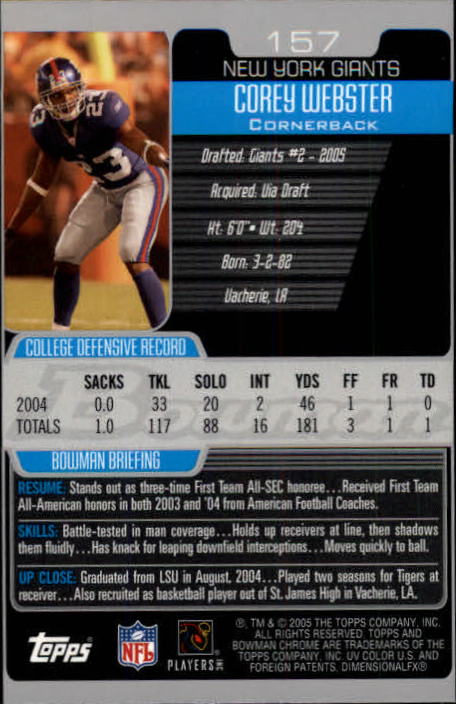 A0887- 2005 Bowman Chrome FB Cards 1-200 +Rookies -You Pick- 15+ FREE US SHIP - Picture 291 of 375