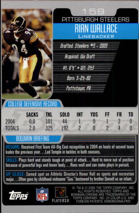A0887- 2005 Bowman Chrome FB Cards 1-200 +Rookies -You Pick- 15+ FREE US SHIP - Picture 295 of 375