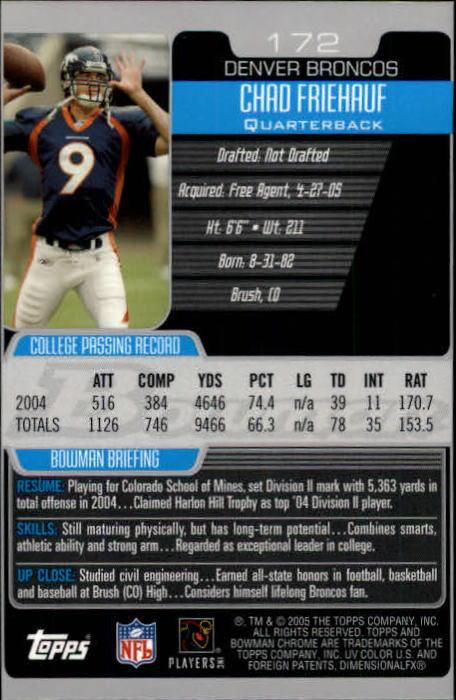 A0887- 2005 Bowman Chrome FB Cards 1-200 +Rookies -You Pick- 15+ FREE US SHIP - Picture 321 of 375