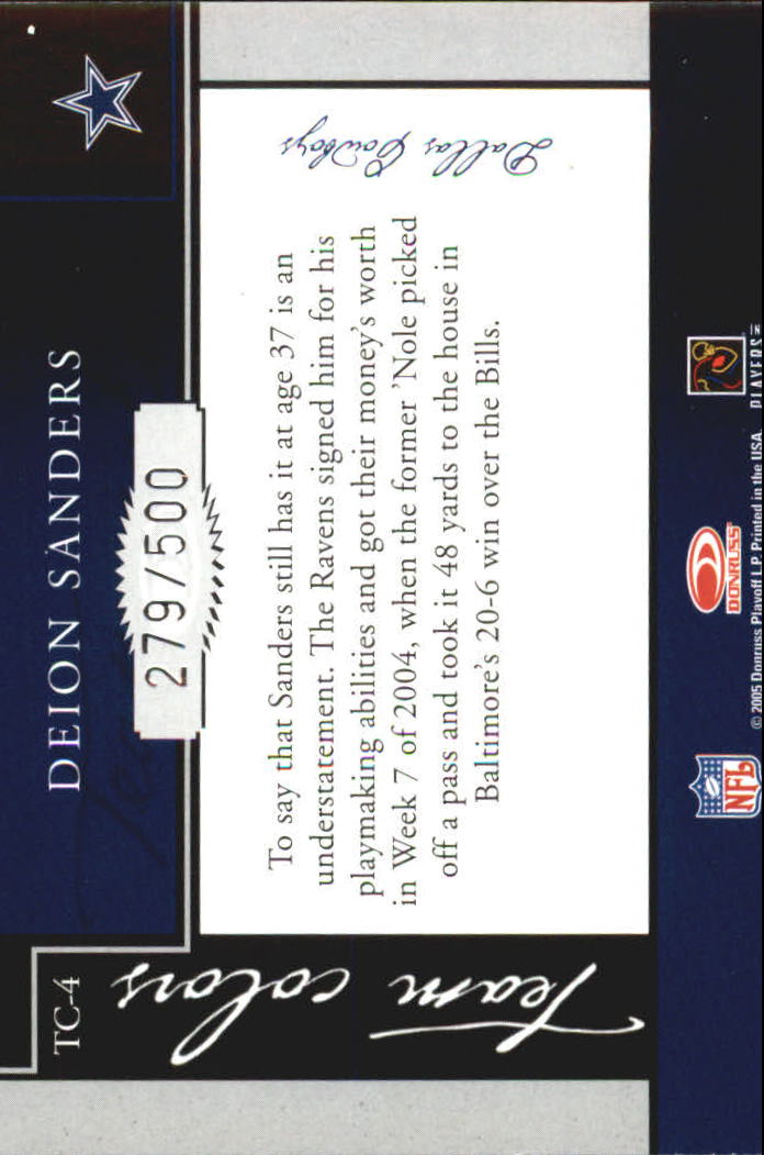 2005 Donruss Classics Team Colors Silver #4 Deion Sanders back image