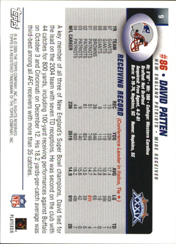 B5633- 2005 Patriots Topps Super Bowl Champions -You Pick- 15+ FREE US SHIP - Picture 19 of 111
