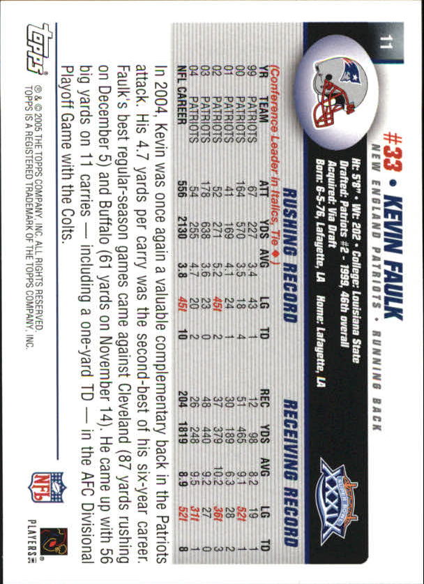 B5633- 2005 Patriots Topps Super Bowl Champions -You Pick- 15+ FREE US SHIP - Picture 23 of 111