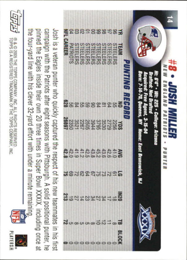 B5633- 2005 Patriots Topps Super Bowl Champions -You Pick- 15+ FREE US SHIP - Picture 29 of 111