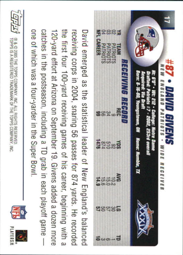 B5633- 2005 Patriots Topps Super Bowl Champions -You Pick- 15+ FREE US SHIP - Picture 35 of 111