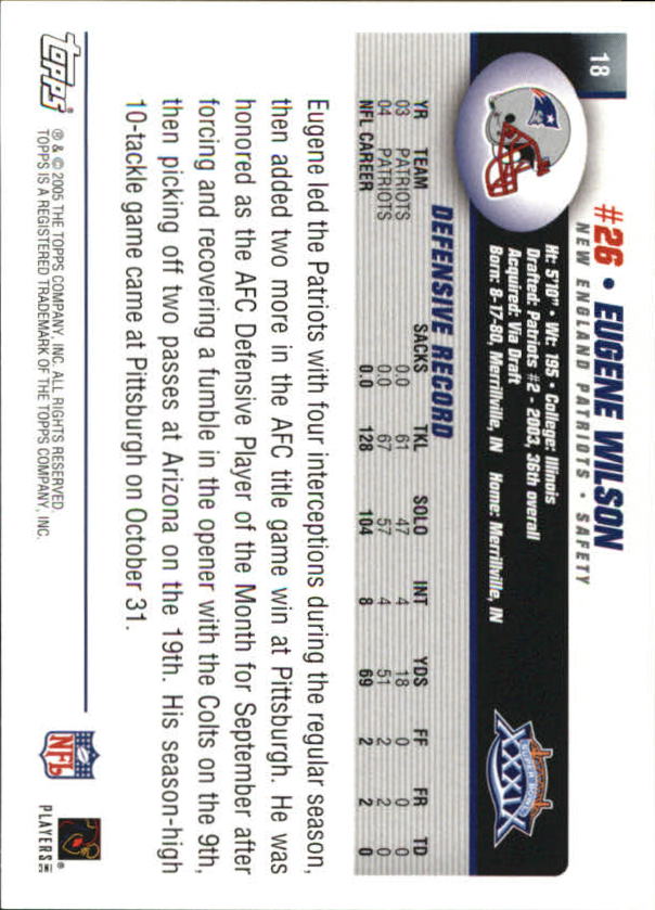 B5633- 2005 Patriots Topps Super Bowl Champions -You Pick- 15+ FREE US SHIP - Picture 37 of 111