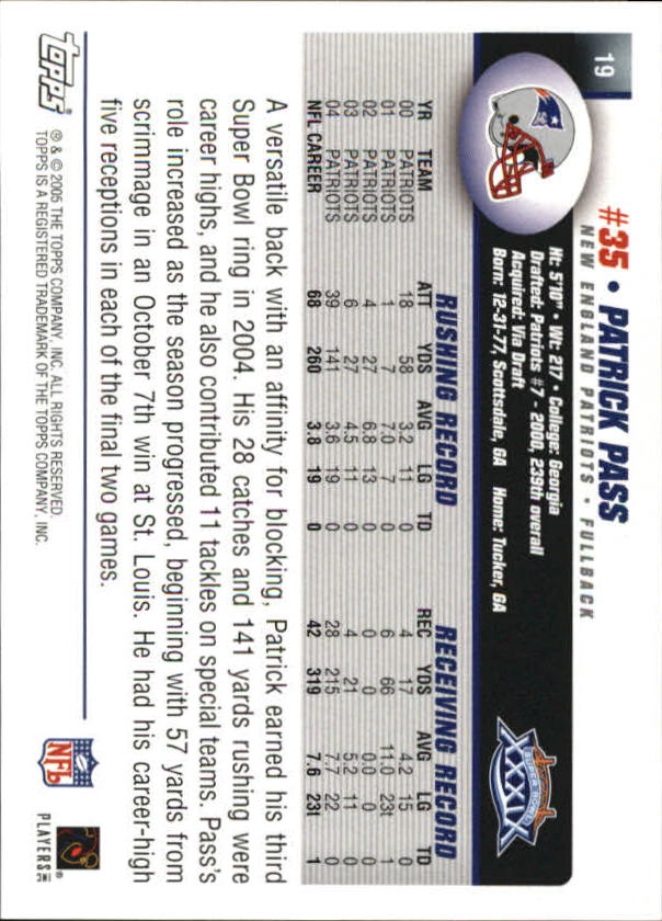 B5633- 2005 Patriots Topps Super Bowl Champions -You Pick- 15+ FREE US SHIP - Picture 39 of 111