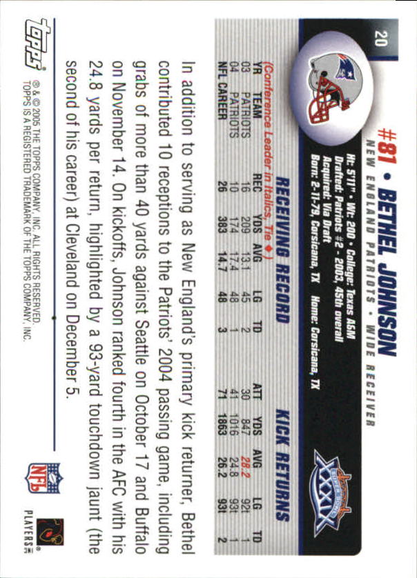 B5633- 2005 Patriots Topps Super Bowl Champions -You Pick- 15+ FREE US SHIP - Picture 41 of 111