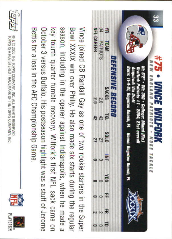 B5633- 2005 Patriots Topps Super Bowl Champions -You Pick- 15+ FREE US SHIP - Picture 67 of 111